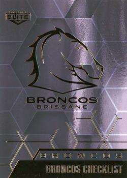 2022 NRL Elite - Mojo Black Diamond #MB 001 Brisbane Broncos Checklist Front
